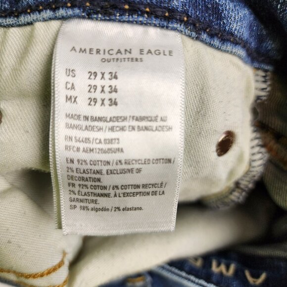 American Eagle Jeans Mens 29x32 Blue Airflex + Relaxed Straight Denim - Picture 12 of 12